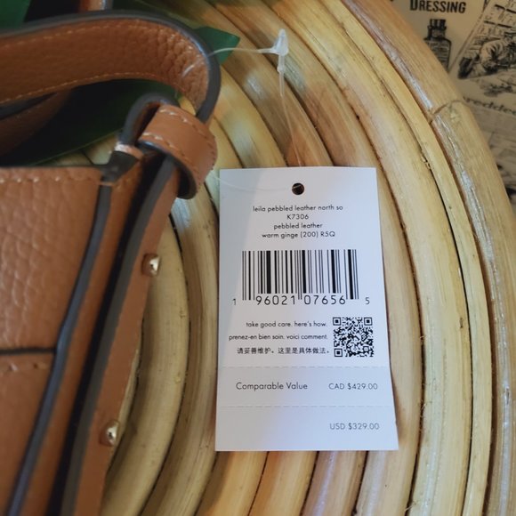 Kate Spade Leila North South Top Zip Crossbody Warm Ginger Bread Pebbled Leather - Picture 2 of 8